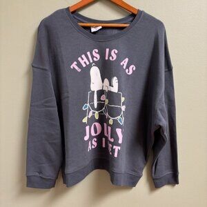 Peanuts Womens Snoopy Sweatshirt Size XXL Christmas Jolly Holiday Festive Winter